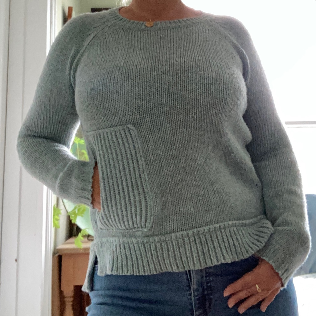 Cotton / Wool Blend Sweater With Accent Pocket